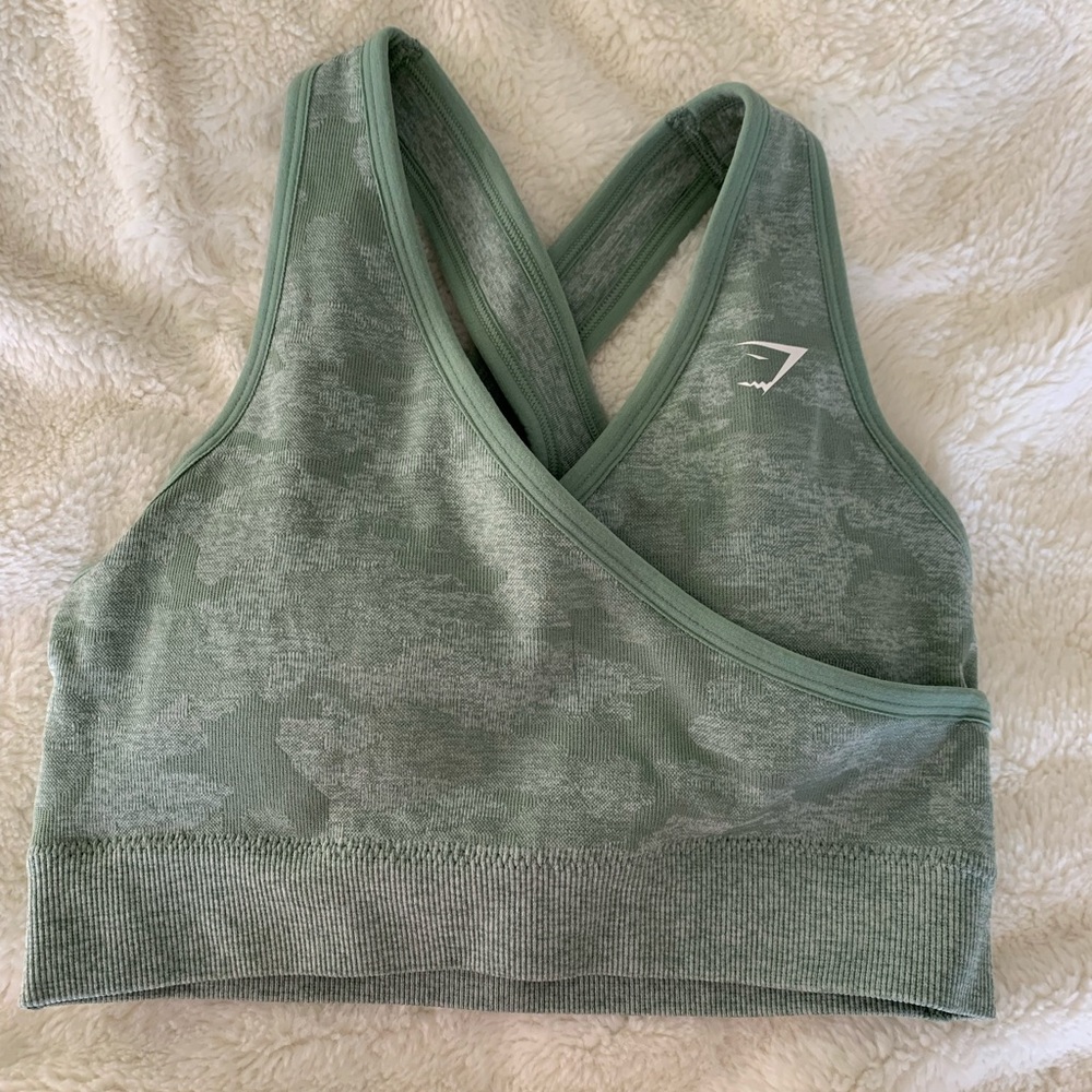 Gymshark green camo bra